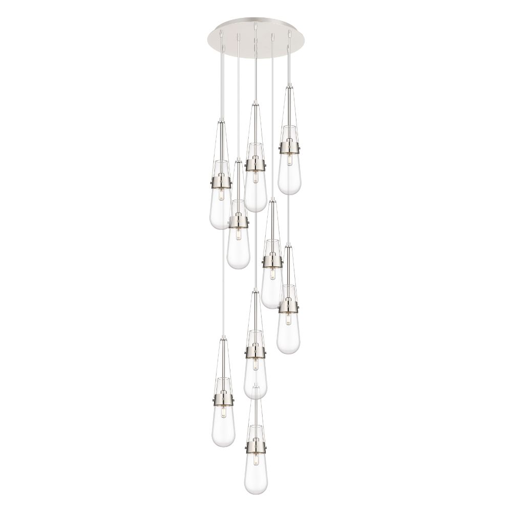Innovations 119-452-1P-PN-G452-4CL Milan - 9 Light 4" Cord Hung Multi Pendant - 18" Canopy - Polished Nickel Finish - Clear Glass Shade