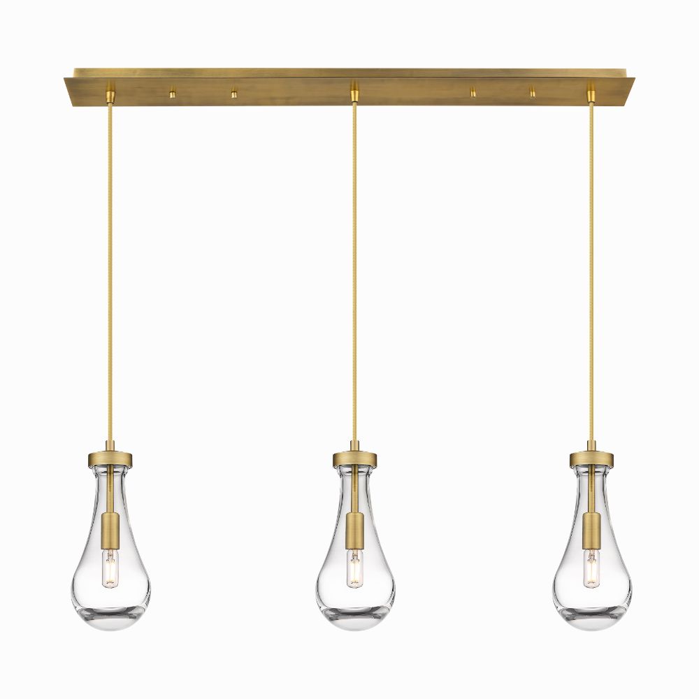 Innovations 123-451-1P-BB-G451-5CL Owego - 3 Light 5" Cord Hung Linear Pendant - Brushed Brass Finish - Clear Glass Shade
