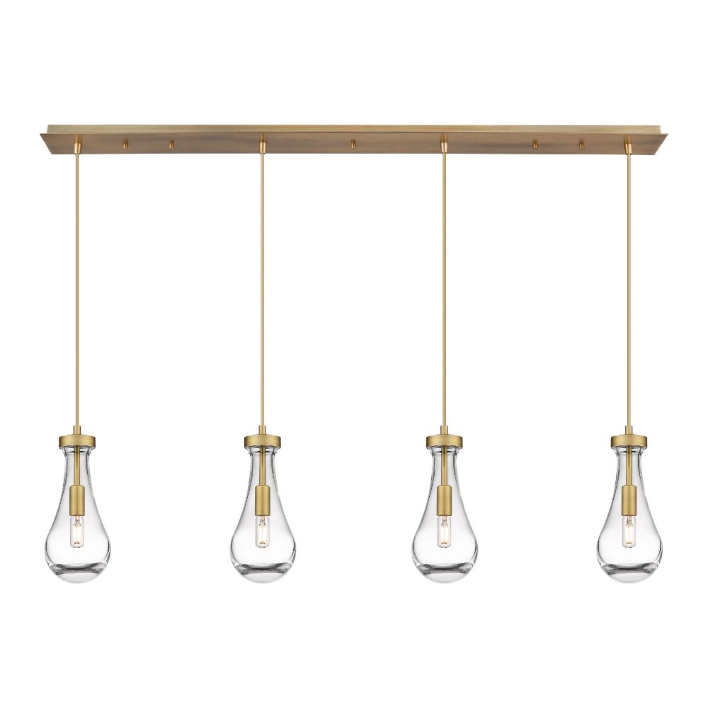 Innovations 124-451-1P-BB-G451-5CL Owego - 4 Light 5" Cord Hung Linear Pendant - Brushed Brass Finish - Clear Glass Shade