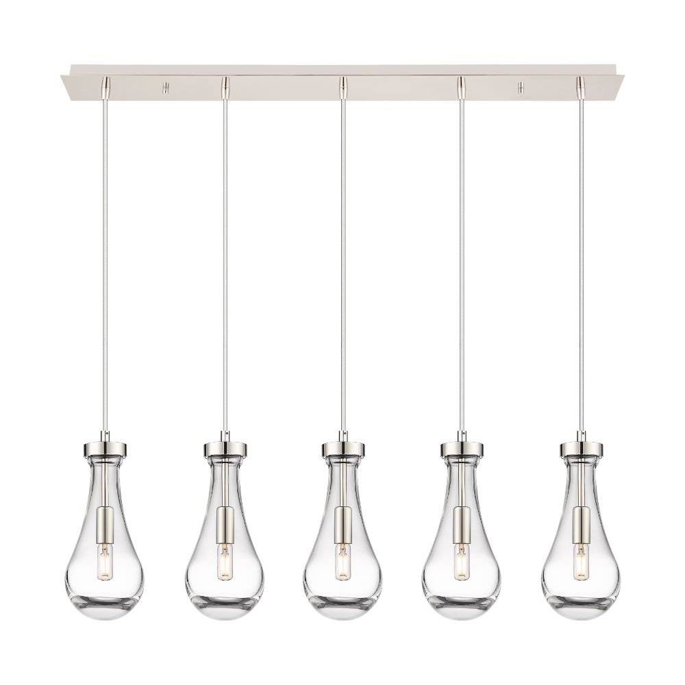 Innovations 125-451-1P-PN-G451-5CL Owego - 5 Light 5" Cord Hung Linear Pendant - Polished Nickel Finish - Clear Glass Shade