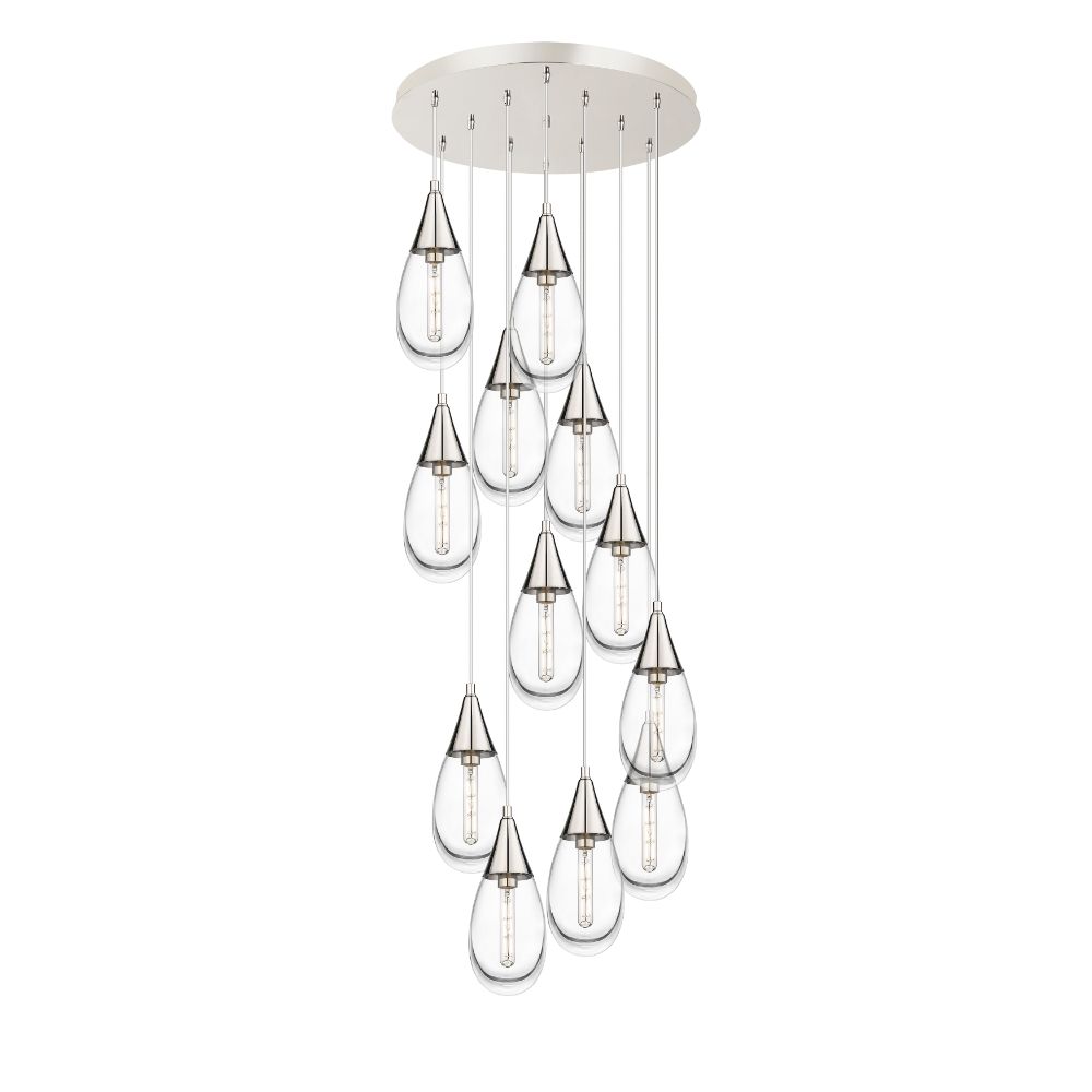 Innovations 126-450-1P-PN-G450-6CL Malone - 12 Light 6" Cord Hung Multi Pendant - 24" Canopy - Polished Nickel Finish - Clear Glass Shade