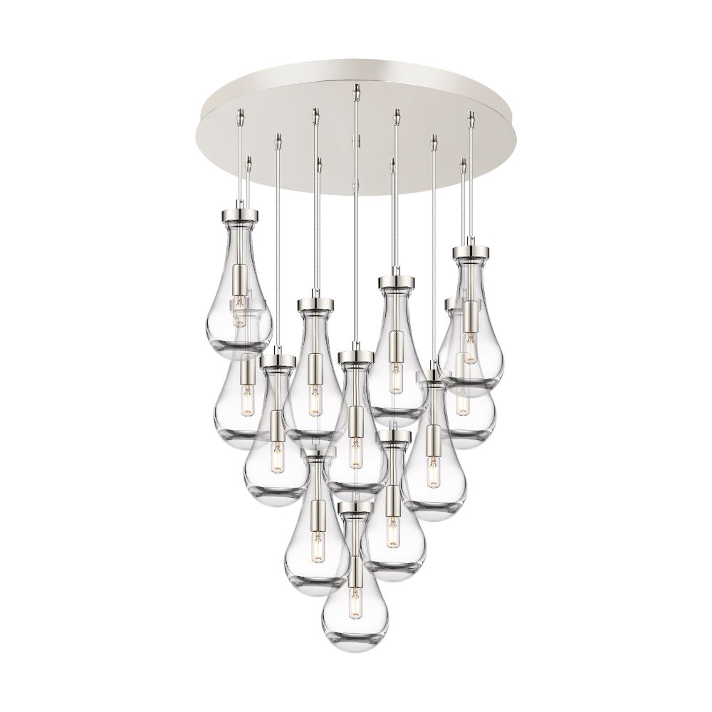 Innovations 126-451-1P-PN-G451-5CL Owego - 12 Light 5" Cord Hung Multi Pendant - 24" Canopy - Polished Nickel Finish - Clear Glass Shade