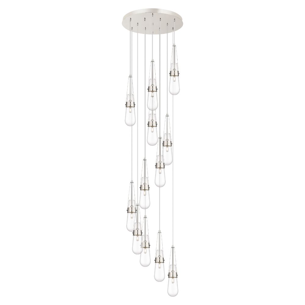 Innovations 126-452-1P-PN-G452-4CL Milan - 12 Light 4" Cord Hung Multi Pendant - 24" Canopy - Polished Nickel Finish - Clear Glass Shade