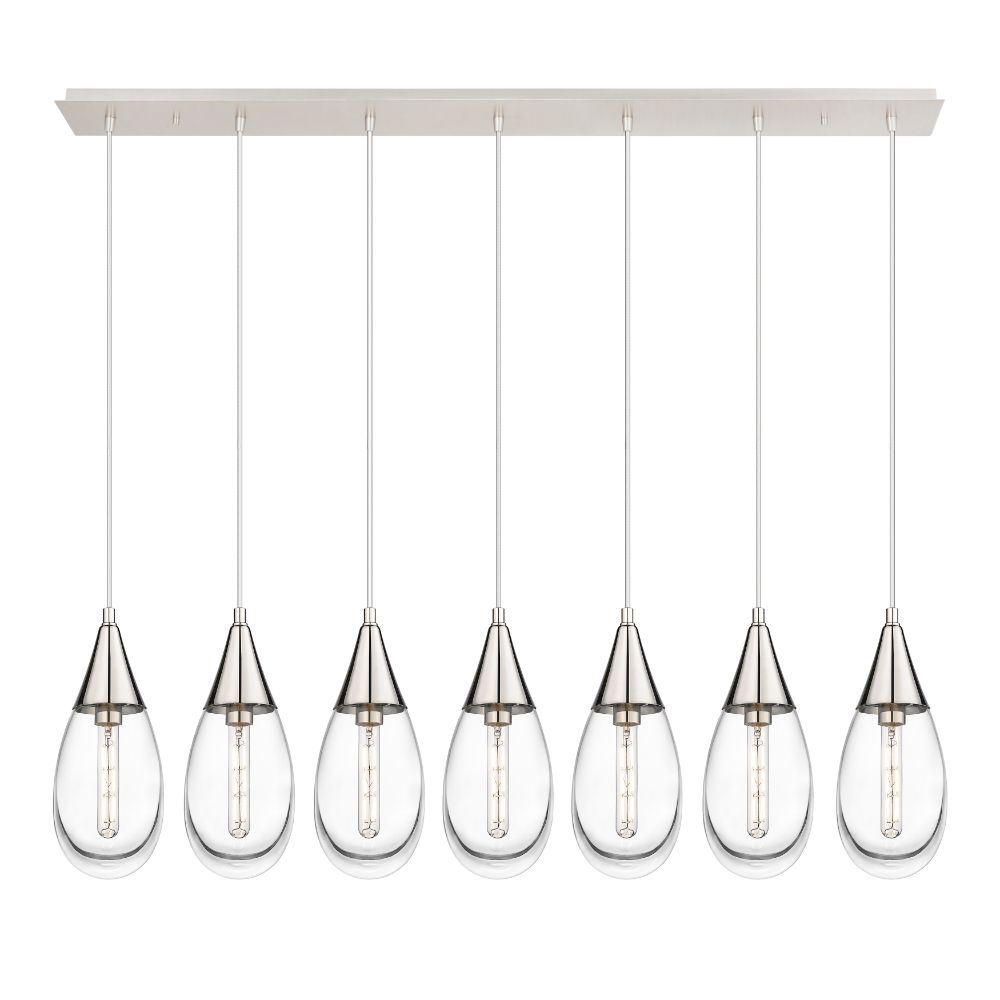 Innovations 127-450-1P-PN-G450-6CL Malone - 7 Light 6" Cord Hung Linear Pendant - Polished Nickel Finish - Clear Glass Shade