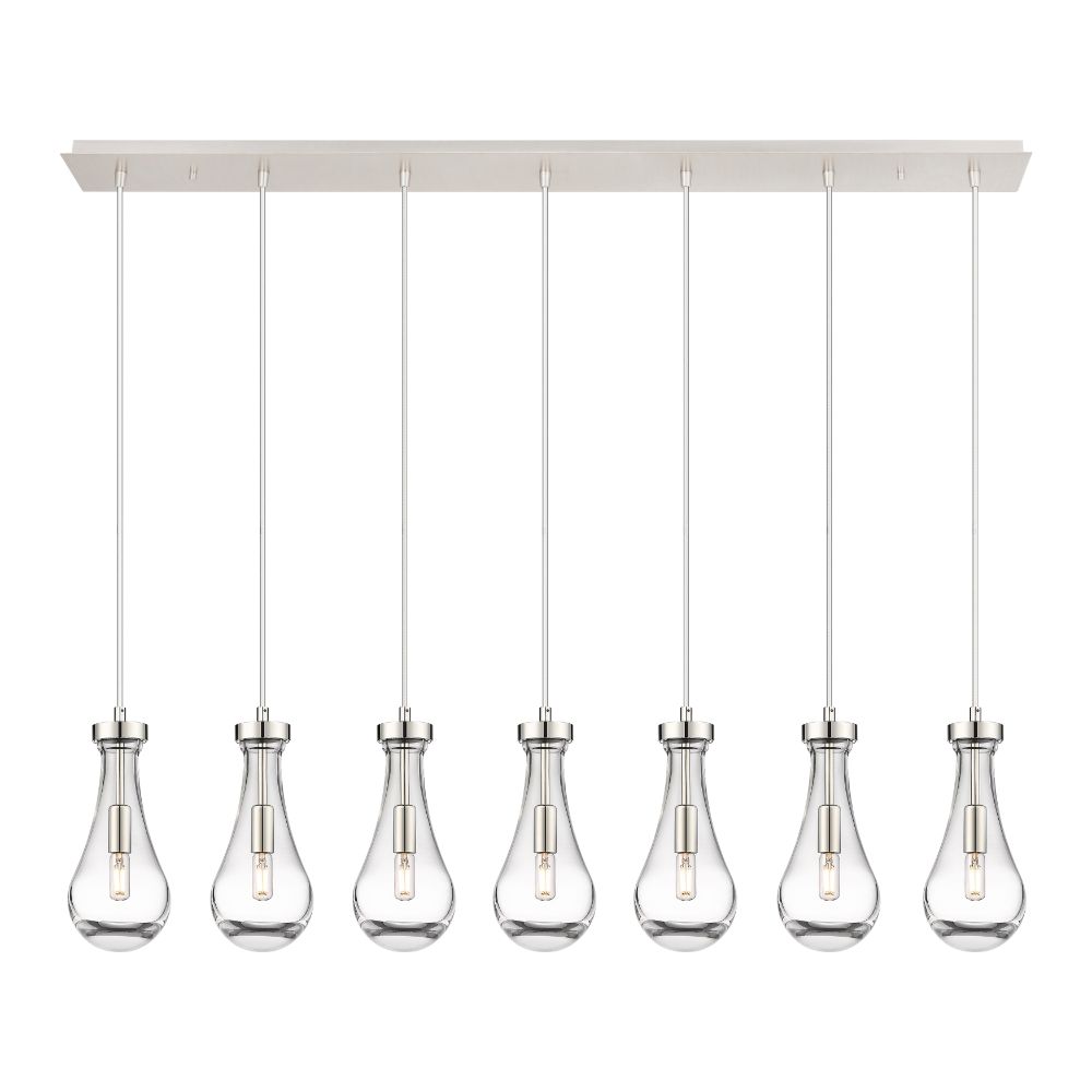 Innovations 127-451-1P-PN-G451-5CL Owego - 7 Light 5" Cord Hung Linear Pendant - Polished Nickel Finish - Clear Glass Shade