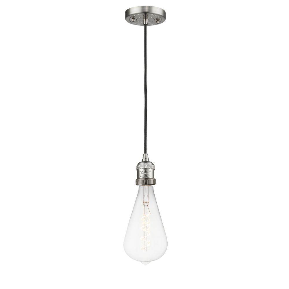 Innovations 200C-SN-BB125LED Bare Bulb 1 Light Mini Pendant part of the Franklin Restoration Collection in Brushed Satin Nickel