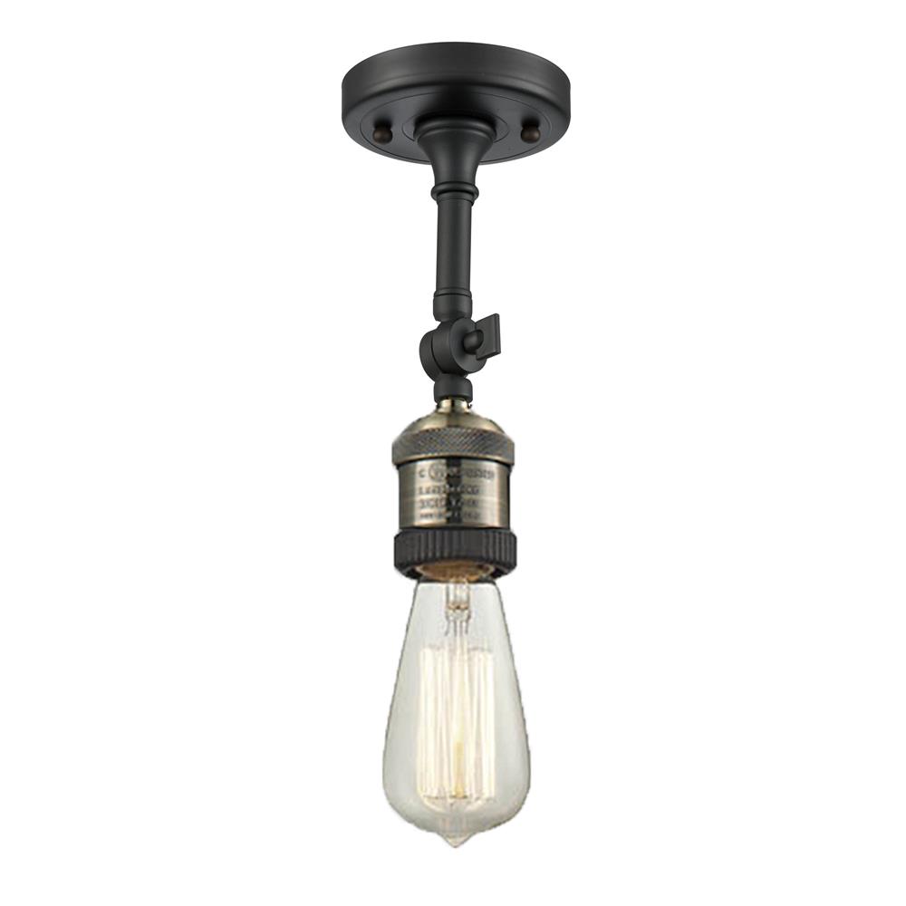 Innovations 200F-BAB Black Antique Brass Bare Bulb 1 Light Semi-Flush Mount