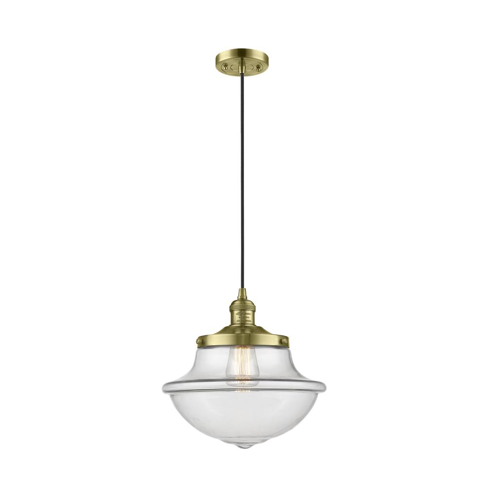 Innovations 201C-AB-G542CL-LED 1 Light Vintage Dimmable LED Oxford School House 12 inch Pendant