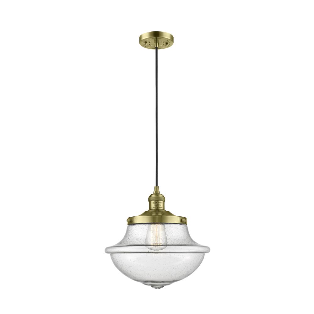 Innovations 201C-AB-G542SDY-LED 1 Light Vintage Dimmable LED Oxford School House 12 inch Pendant