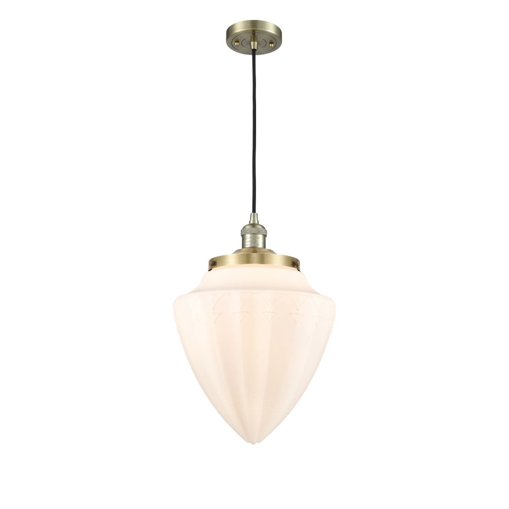 Innovations 201C-AB-G661-12 Bullet Large 1 Light Mini Pendant part of the Franklin Restoration Collection in Antique Brass