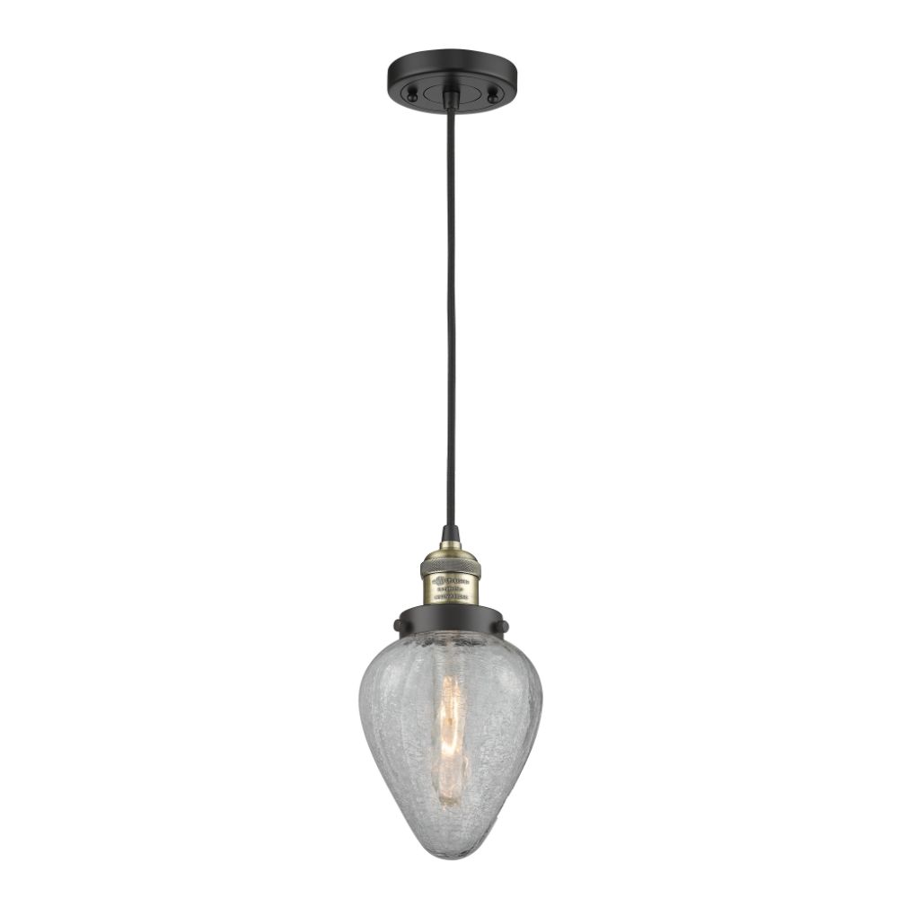 Innovations 201C-BAB-G165 Geneseo 1 Light Mini Pendant part of the Franklin Restoration Collection in Antique Brass