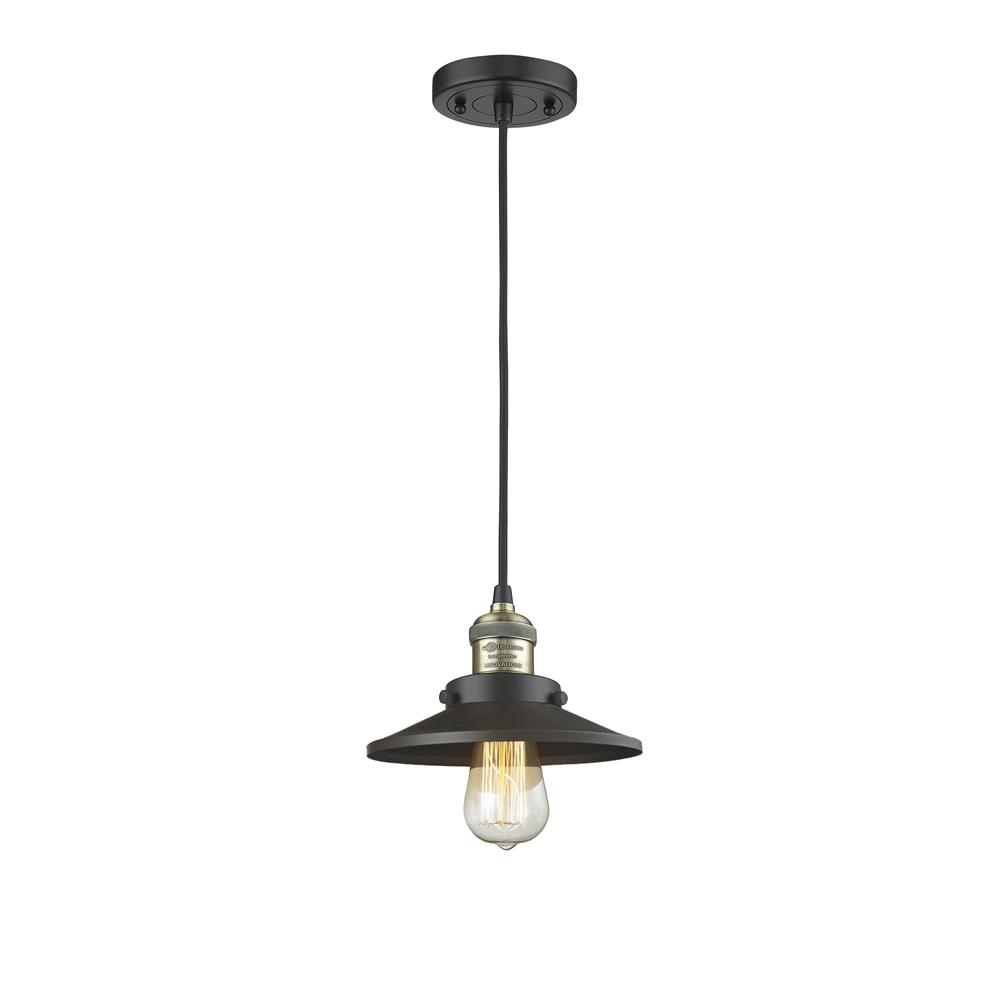 Innovations 201C-BAB-M6-LED 1 Light Vintage Dimmable LED Railroad 8 inch Mini Pendant in Black Antique Brass