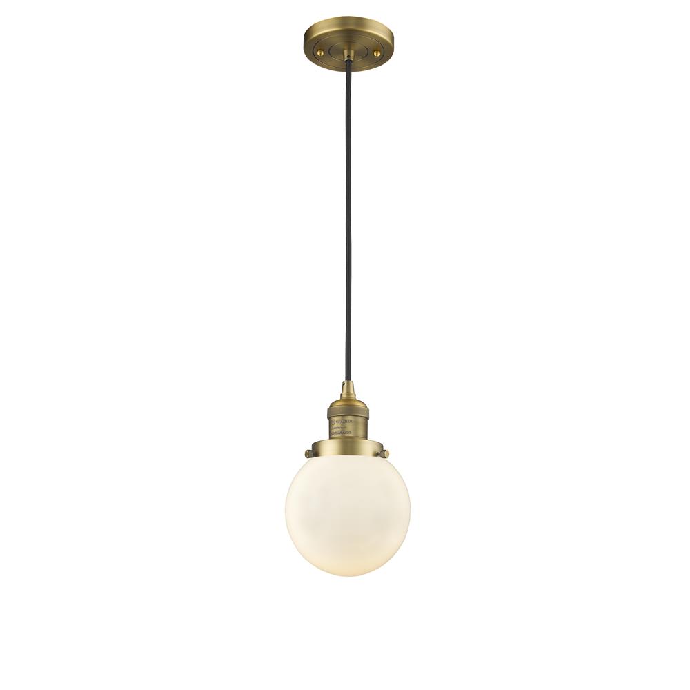 Innovations 201C-BB-G201-6-LED 1 Light Vintage Dimmable LED Beacon 6 inch Mini Pendant in Brushed Brass