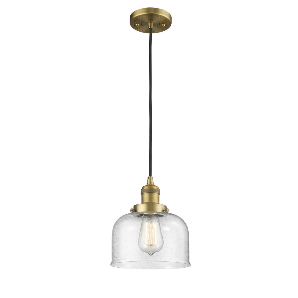 Innovations 201C-BB-G74-LED 1 Light Vintage Dimmable LED Large Bell 8 inch Mini Pendant in Brushed Brass