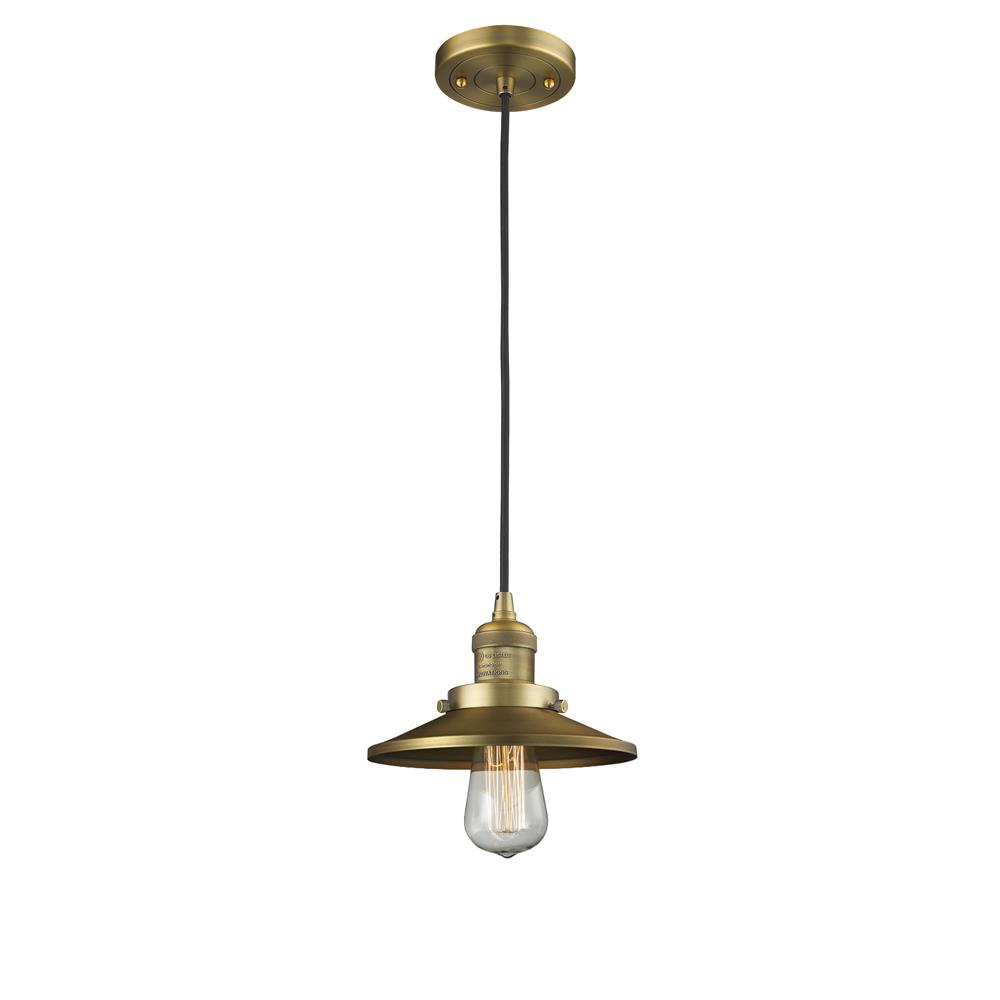 Innovations 201C-BB-M4-LED 1 Light Vintage Dimmable LED Railroad 8 inch Mini Pendant in Brushed Brass