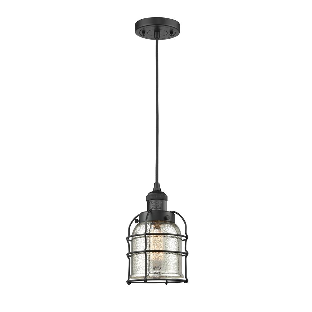 Innovations 201C-BK-G58-CE 1 Light Small Bell Cage 8 inch Mini Pendant