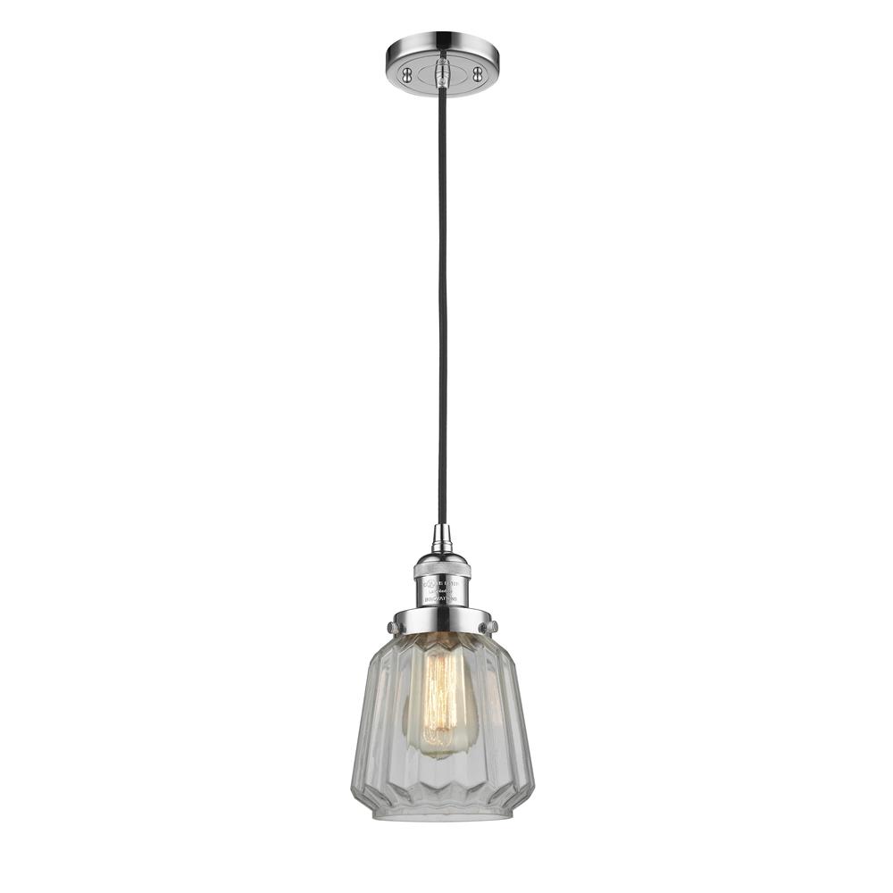 Innovations 201C-PC-G142 Chatham 1-100 watt 6 inch Polished Chrome Mini Pendant with Clear Fluted glass