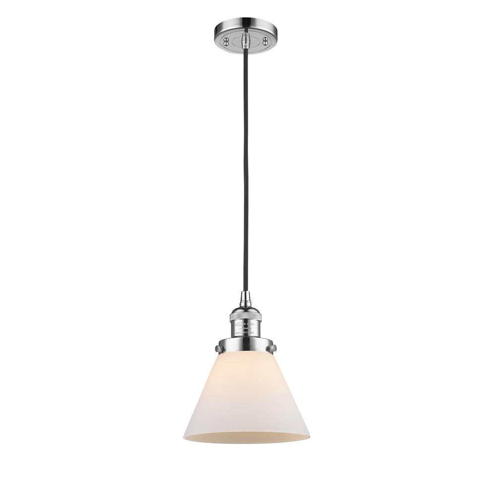 Innovations 201C-PC-G41 Large Cone 1-100 watt 8 inch Polished Chrome Mini Pendant with Matte White Cased glass