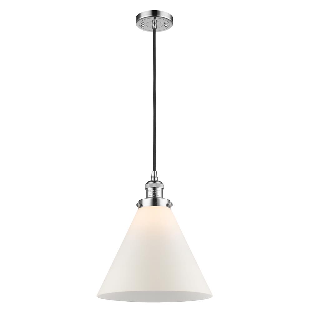 Innovations 201C-PC-G41-L X-Large Cone 1-100 watt 12 inch Polished Chrome Mini Pendant with Matte White Cased glass