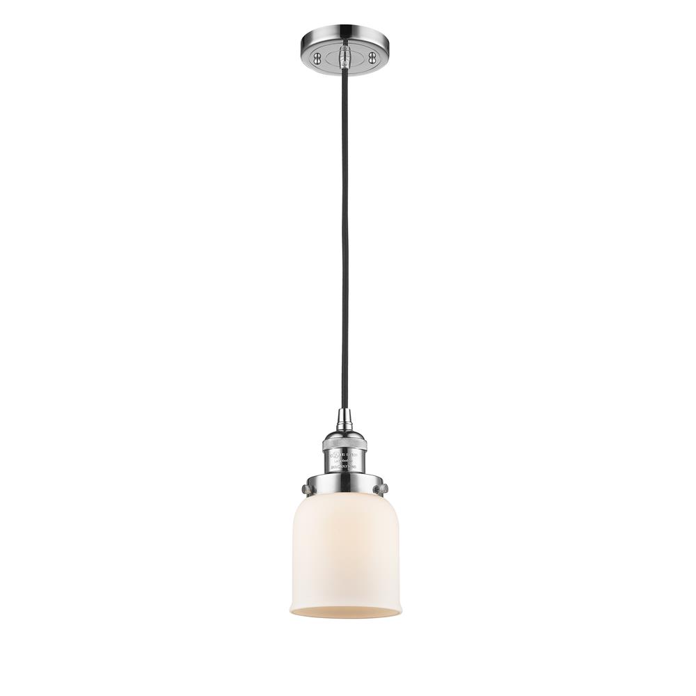 Innovations 201C-PC-G51 Small Bell 1-100 watt 5 inch Polished Chrome Mini Pendant with Matte White Cased glass