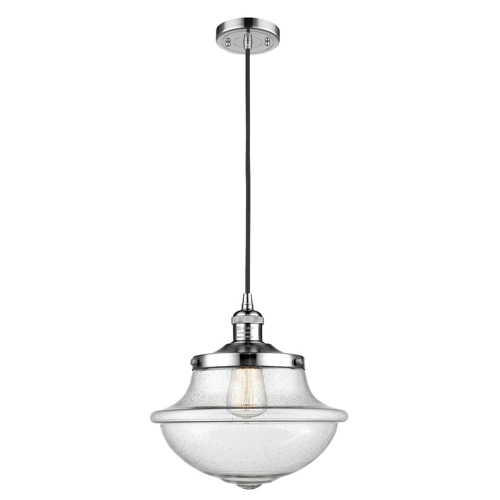 Innovations 201C-PC-G542SDY-LED Oxford School House Vintage Dimmable LED 12 inch Polished Chrome Pendant with Seedy glass
