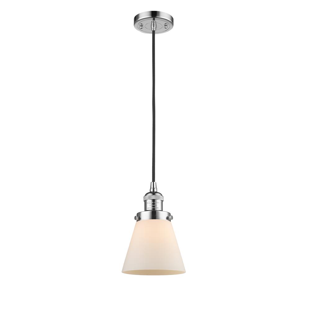 Innovations 201C-PC-G61 Small Cone 1-100 watt 6 inch Polished Chrome Mini Pendant with Matte White Cased glass