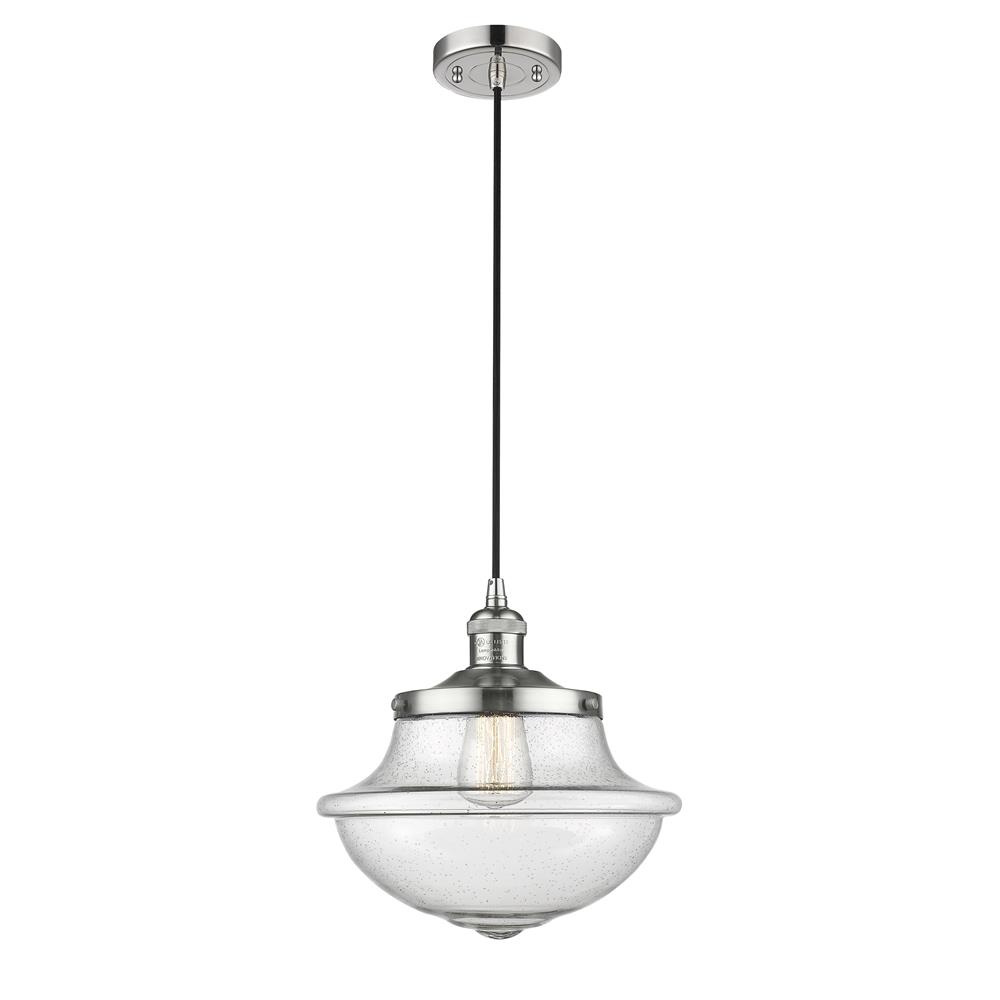 Innovations 201C-PN-G542SDY-LED 1 Light Vintage Dimmable LED Oxford School House 12 inch Pendant in Polished Nickel