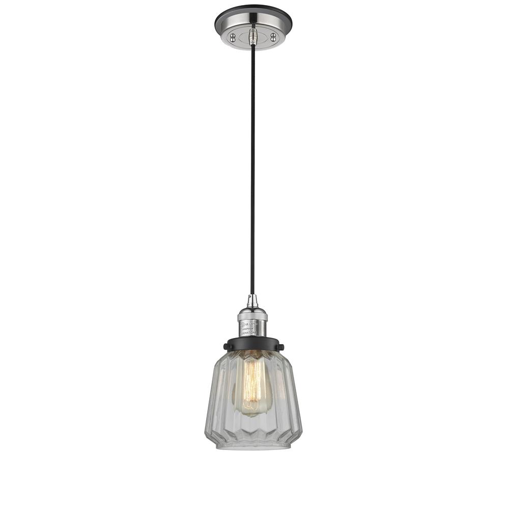 Innovations 201CBP-PNBK-G142 Chatham Mini Pendant 1 Light  in Polished Nickel