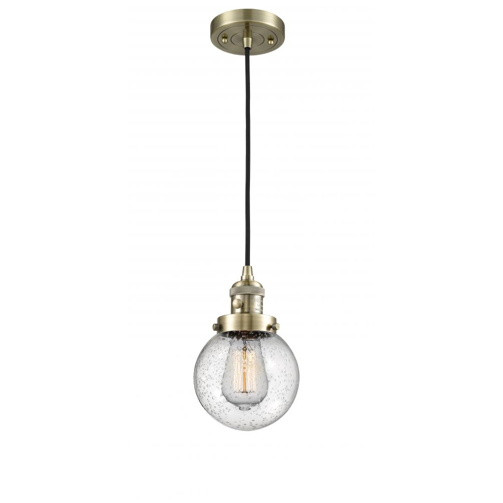 Innovations 201CSW-AB-G201-6-LED Beacon Mini Pendant with Switch in Antique Brass
