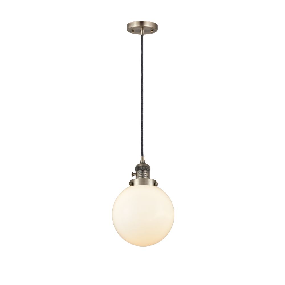 Innovations 201CSW-AB-G201-8 Beacon Mini Pendant with Switch in Antique Brass
