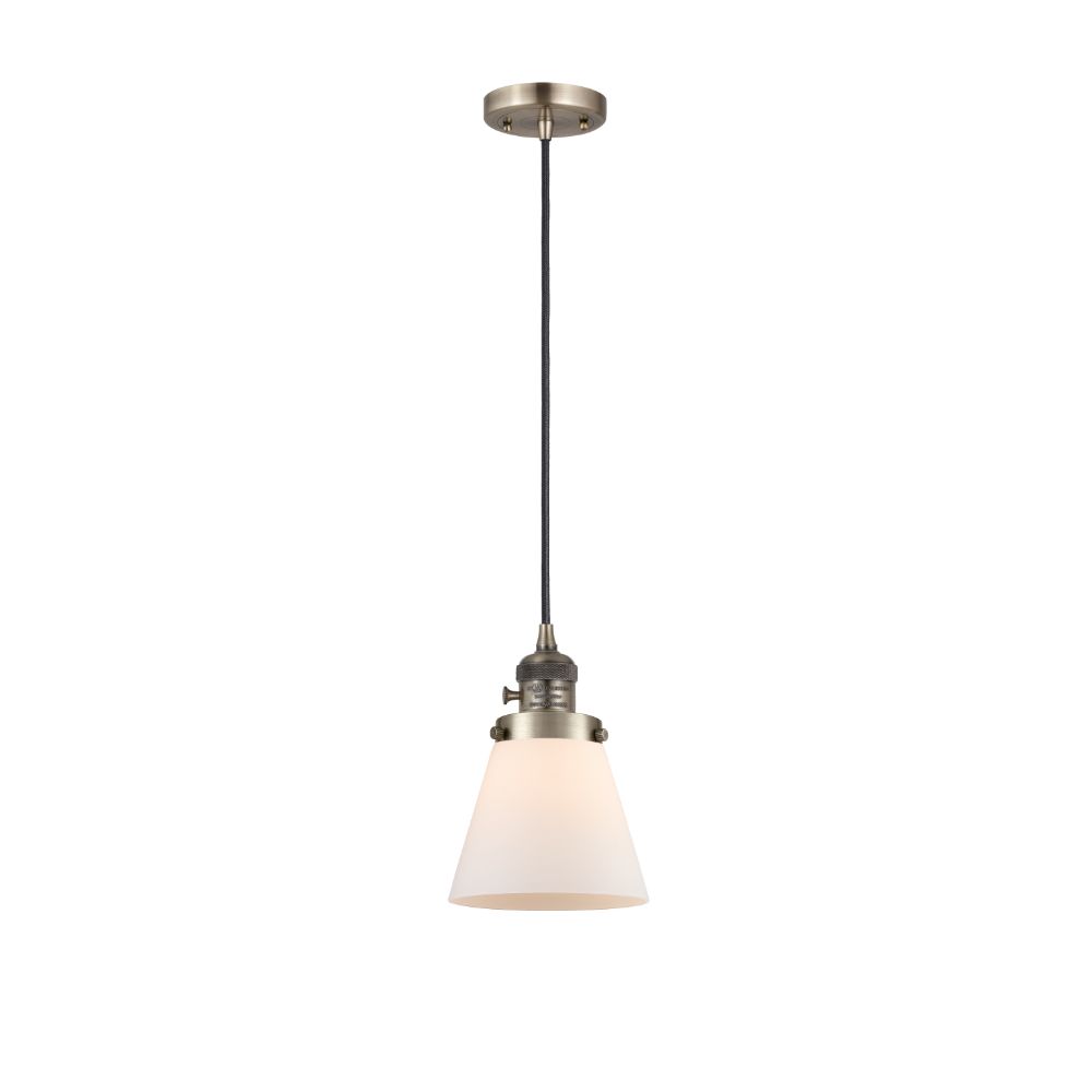 Innovations 201CSW-AB-G61 Cone Mini Pendant with Switch in Antique Brass