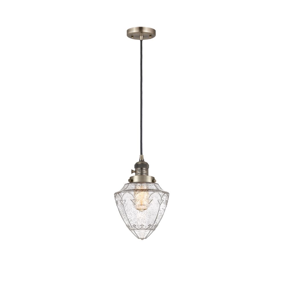 Innovations 201CSW-AB-G664-7 Bullet 1 Light 7.5 inch Mini Pendant with Switch in Antique Brass