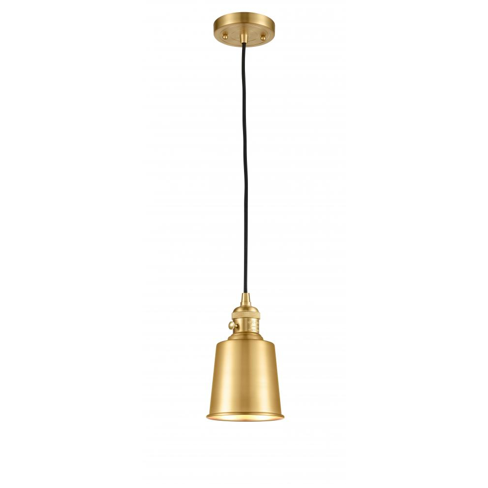 Innovations 201CSW-AB-M9-AB Addison Mini Pendant with Switch in Antique Brass with Antique Brass Addison Cone Metal Shade