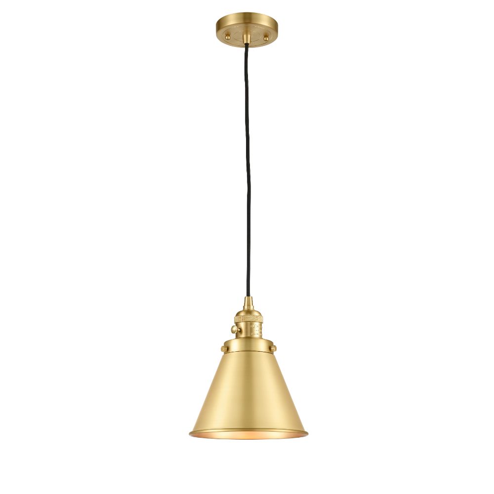 Innovations 201CSW-SG-M13-SG Appalachian Mini Pendant with Switch in Satin Gold with Satin Gold Appalachian Cone Metal Shade