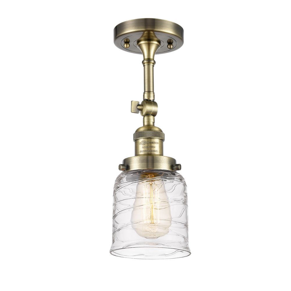 Innovations 201F-AB-G513-LED Small Bell 1 Light Semi-Flush Mount in Antique Brass