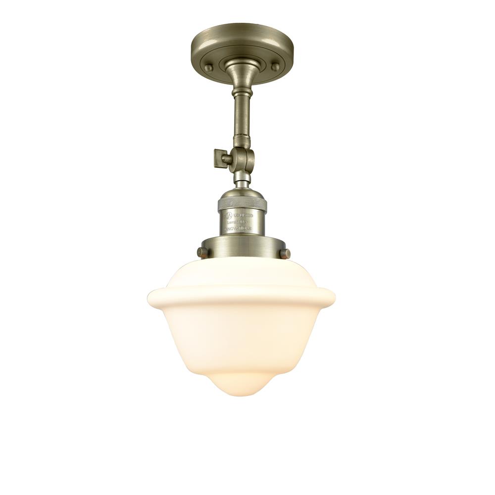 Innovations 201F-AB-G531-LED 1 Light Vintage Dimmable LED Small Oxford 12.5 inch Semi-Flush Mount