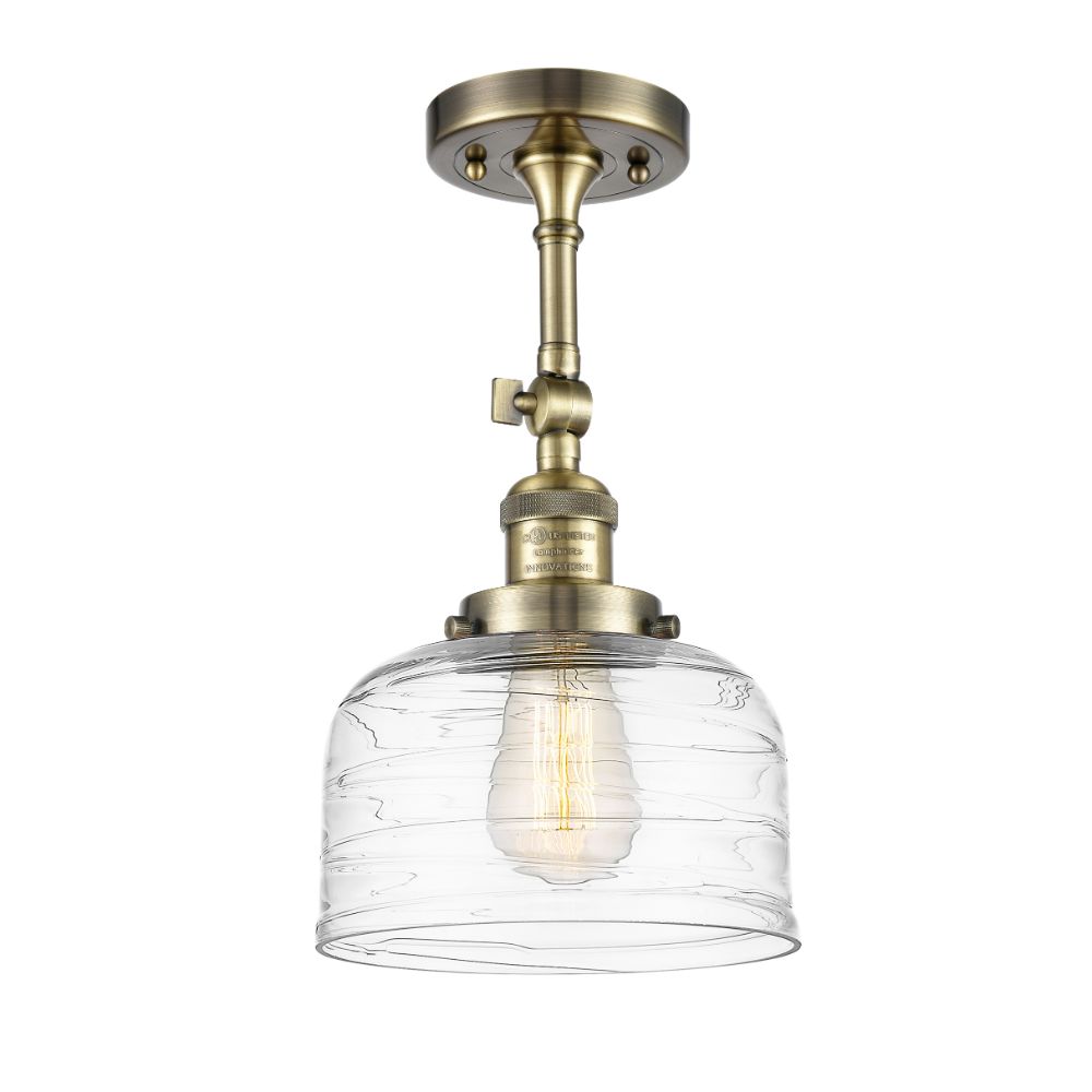 Innovations 201F-AB-G713-LED Large Bell 1 Light Semi-Flush Mount in Antique Brass