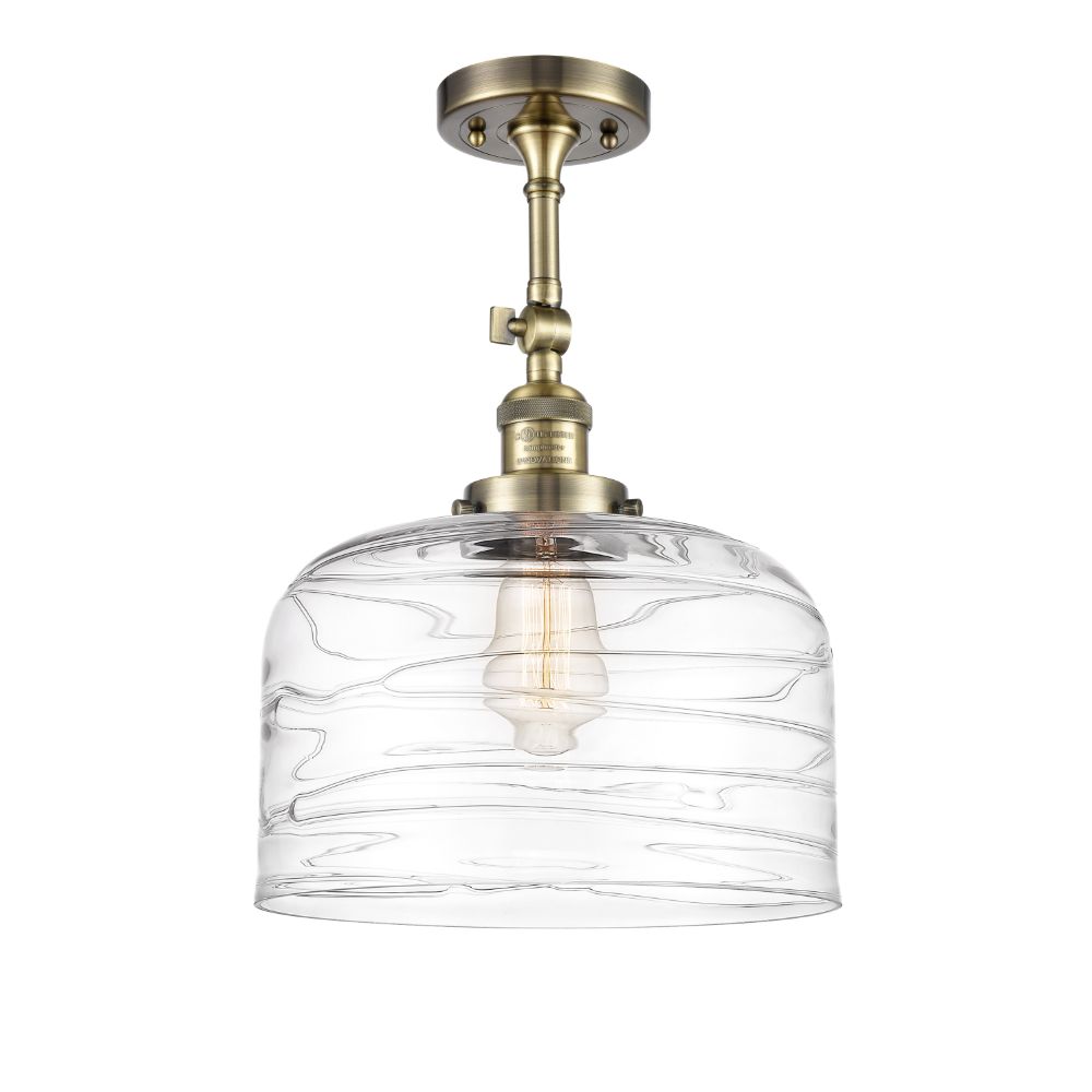 Innovations 201F-AB-G713-L-LED X-Large Bell 1 Light Semi-Flush Mount in Antique Brass