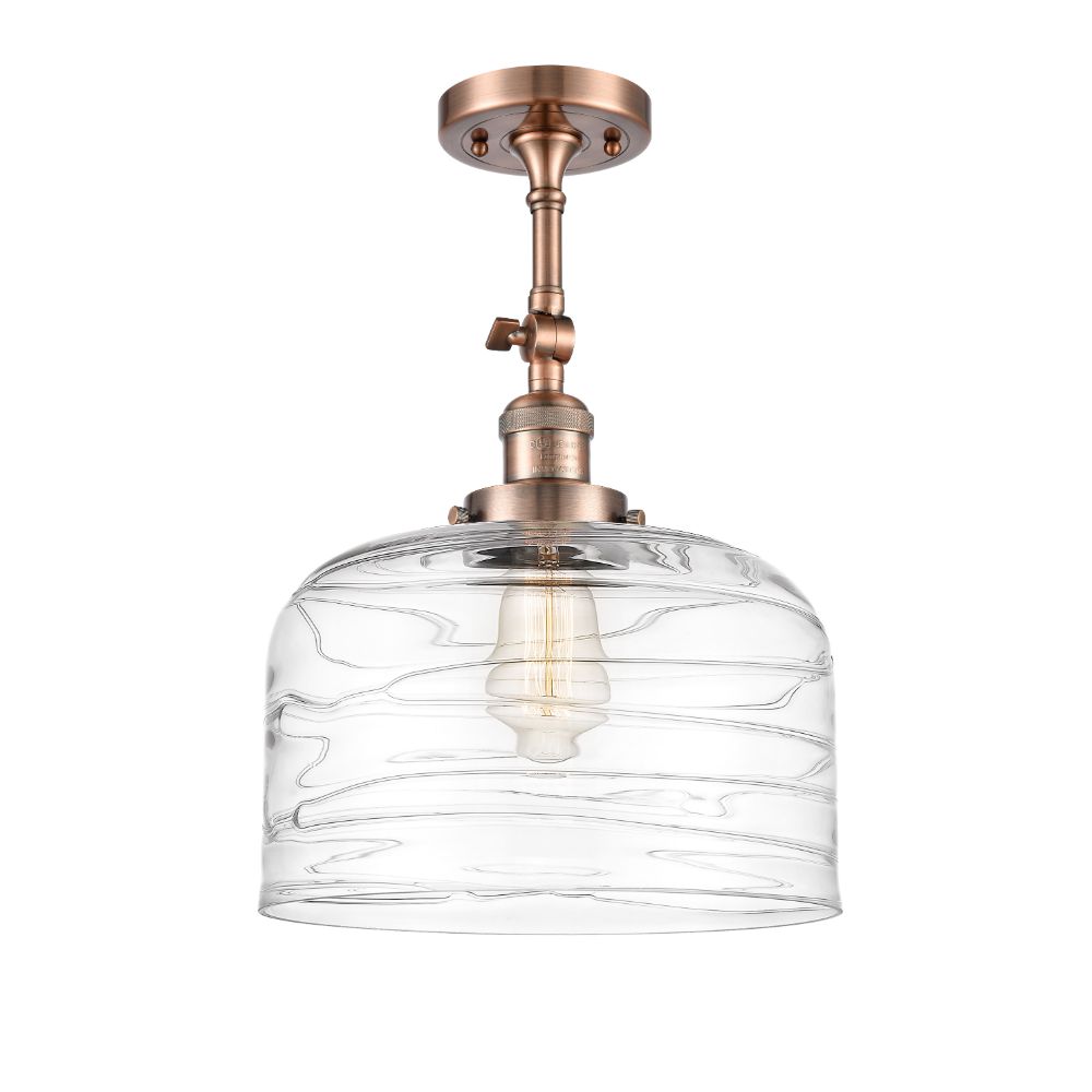 Innovations 201F-AC-G713-L-LED X-Large Bell 1 Light Semi-Flush Mount in Antique Copper