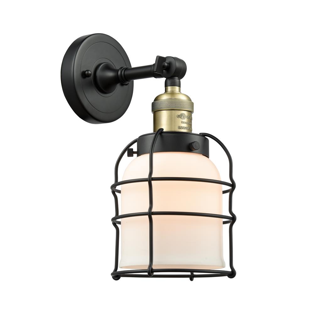 Innovations 201F-BAB-G51-CE Small Bell Cage Semi-Flush Mount 1 Light  in Black Antique Brass