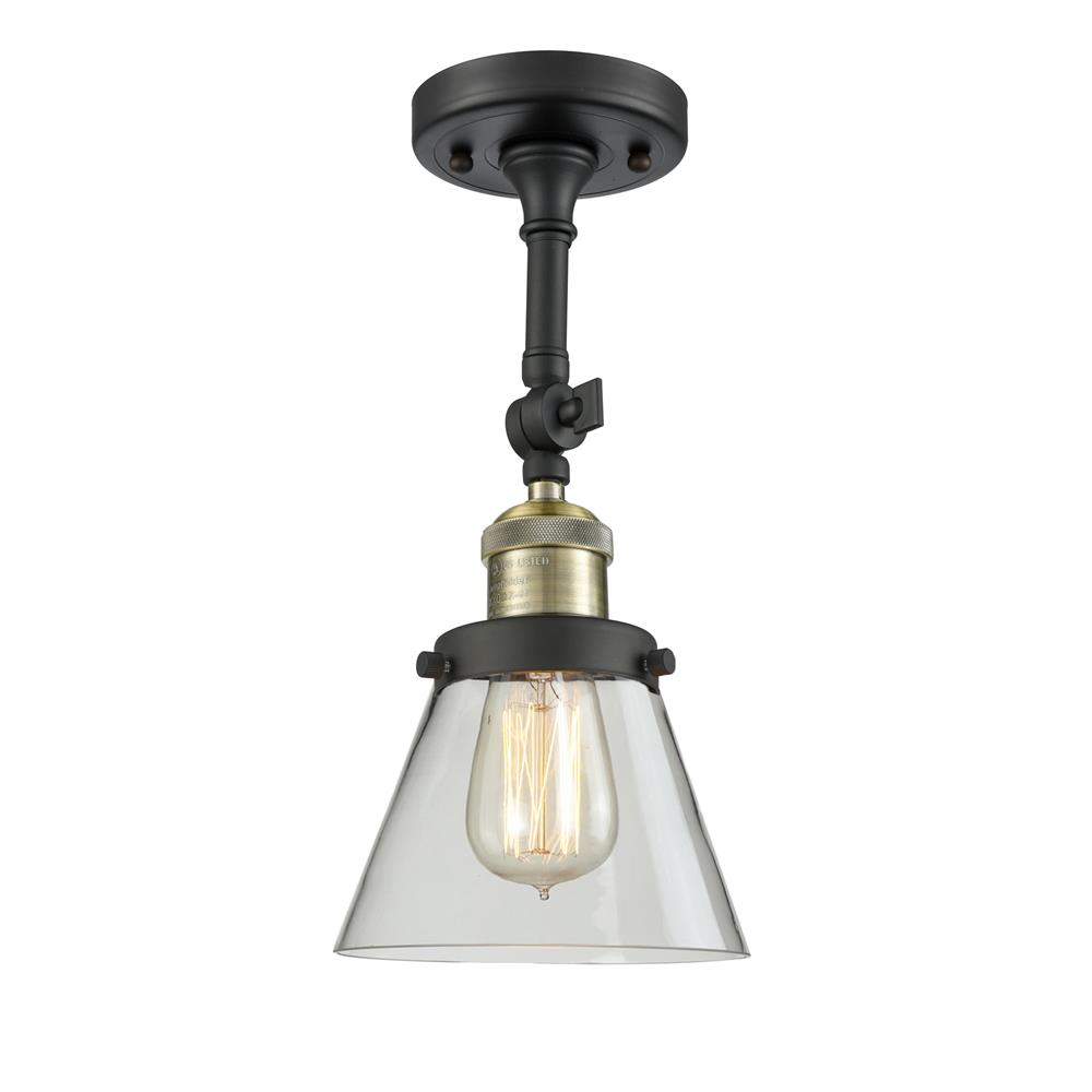 Innovations 201F-BAB-G62-LED 1 Light Vintage Dimmable LED Small Cone 6 inch Semi-Flush Mount in Black Antique Brass