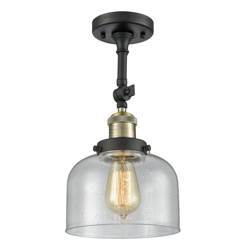 Innovations 201F-BAB-G74-LED 1 Light Vintage Dimmable LED Large Bell 8 inch Semi-Flush Mount in Black Antique Brass