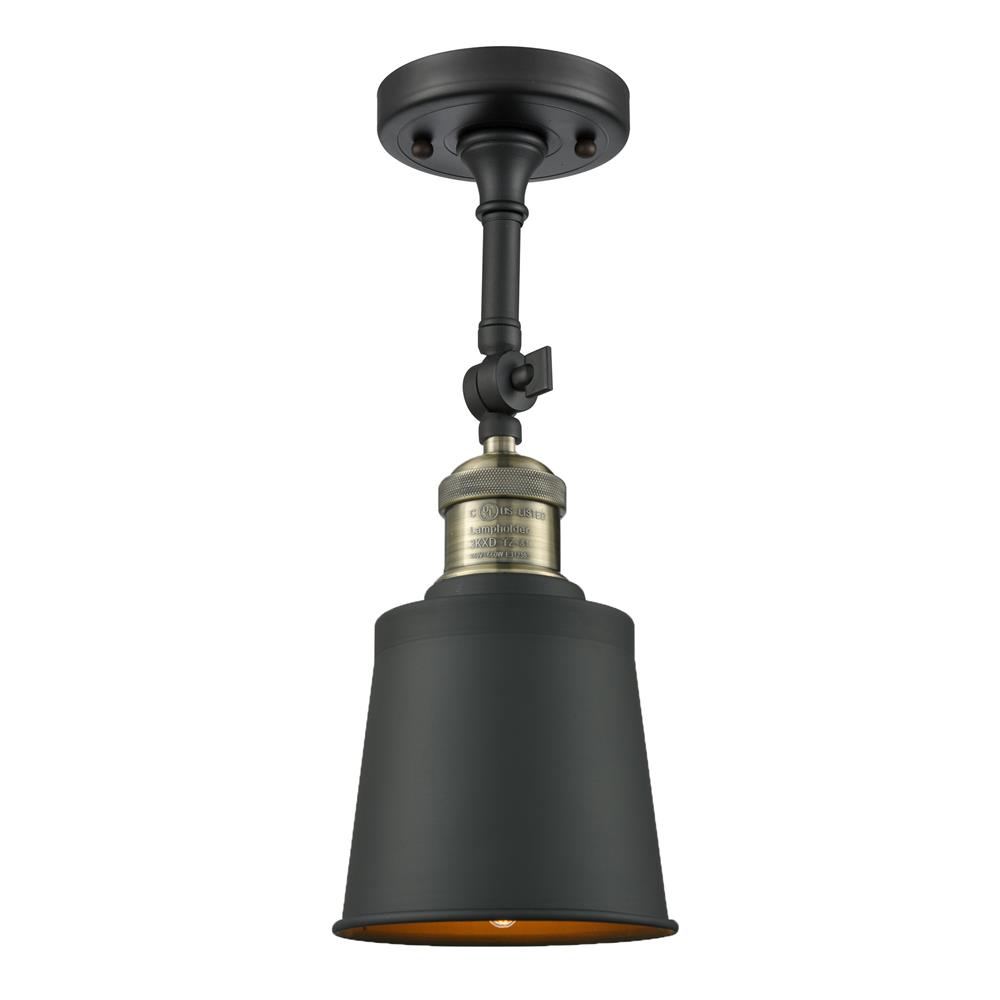 Innovations 201F-BAB-M9-LED 1 Light Vintage Dimmable LED Addison 5 inch Semi-Flush Mount in Black Antique Brass