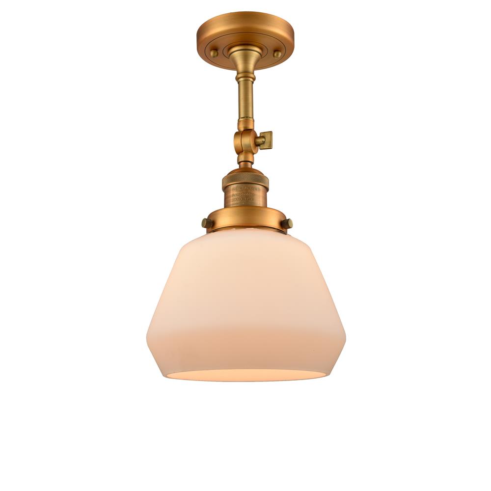 Innovations 201F-BB-G171-LED 1 Light Vintage Dimmable LED Fulton 7 inch Semi-Flush Mount in Brushed Brass