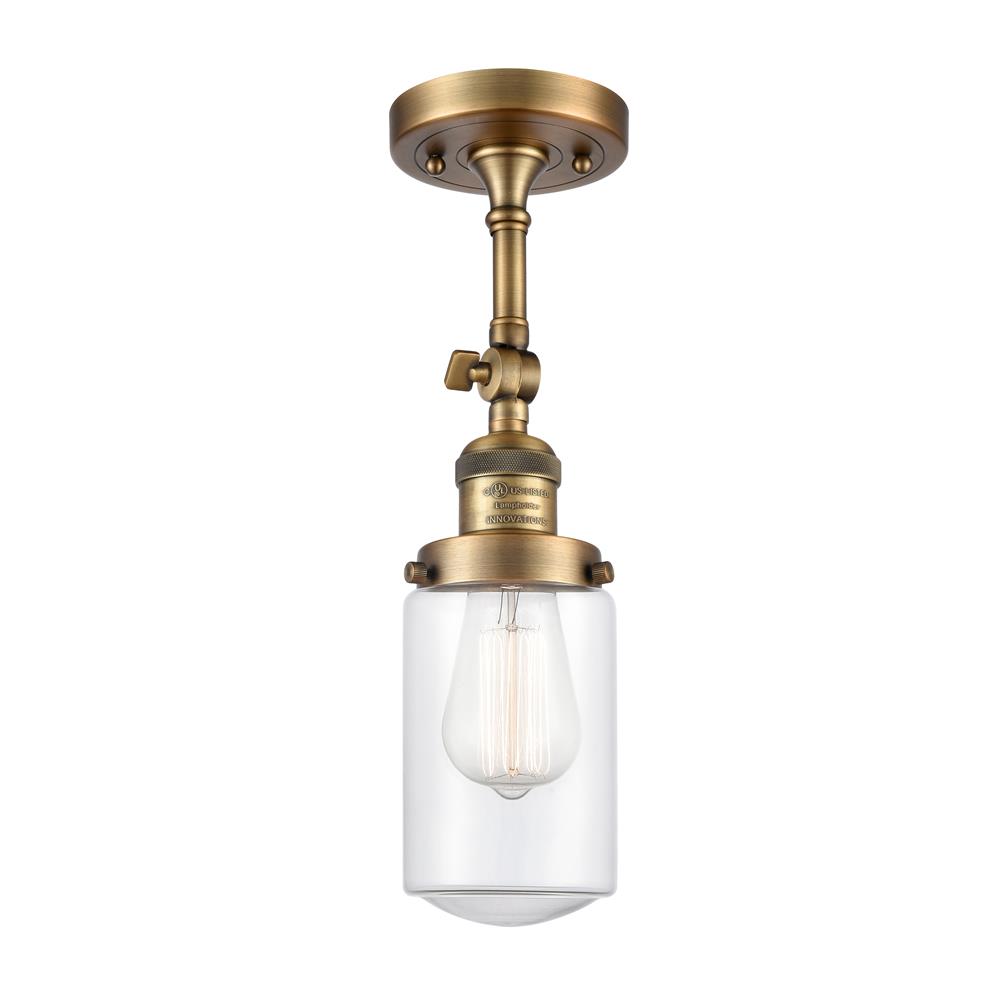 Innovations 201F-BB-G312-LED Dover Semi-Flush Mount 1 Light  in Brushed Brass