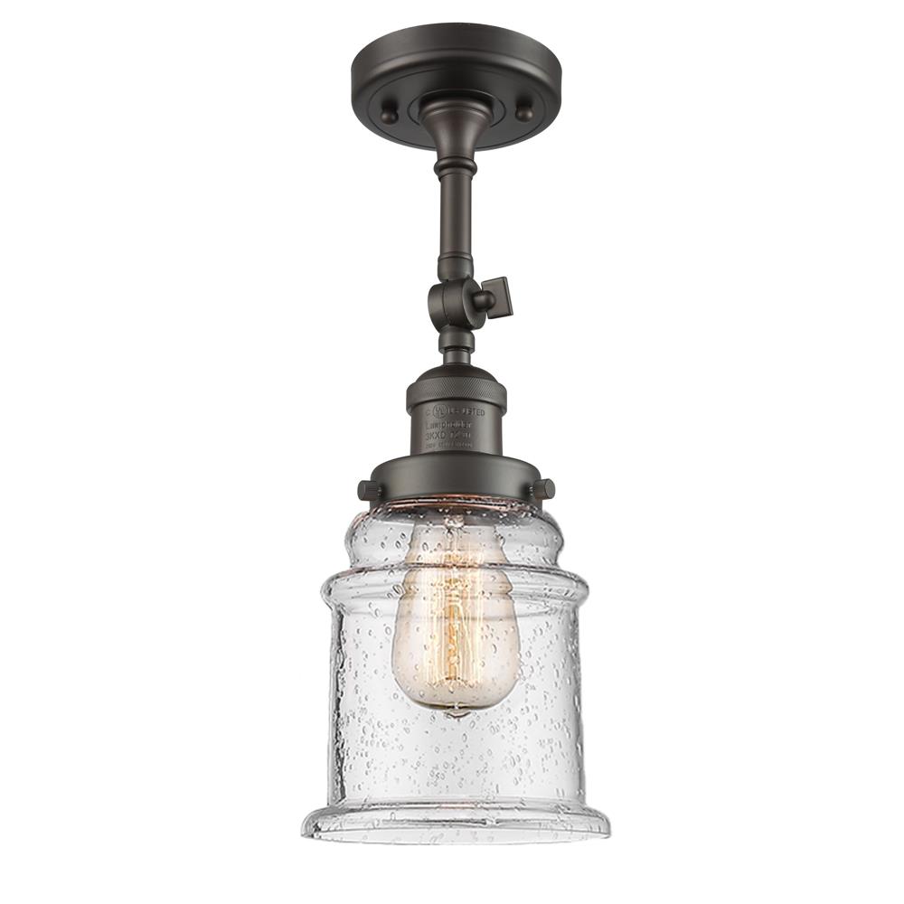 Innovations 201F-OB-G184-LED 1 Light Vintage Dimmable LED Canton 6.5 inch Semi-Flush Mount in Oil Rubbed Bronze