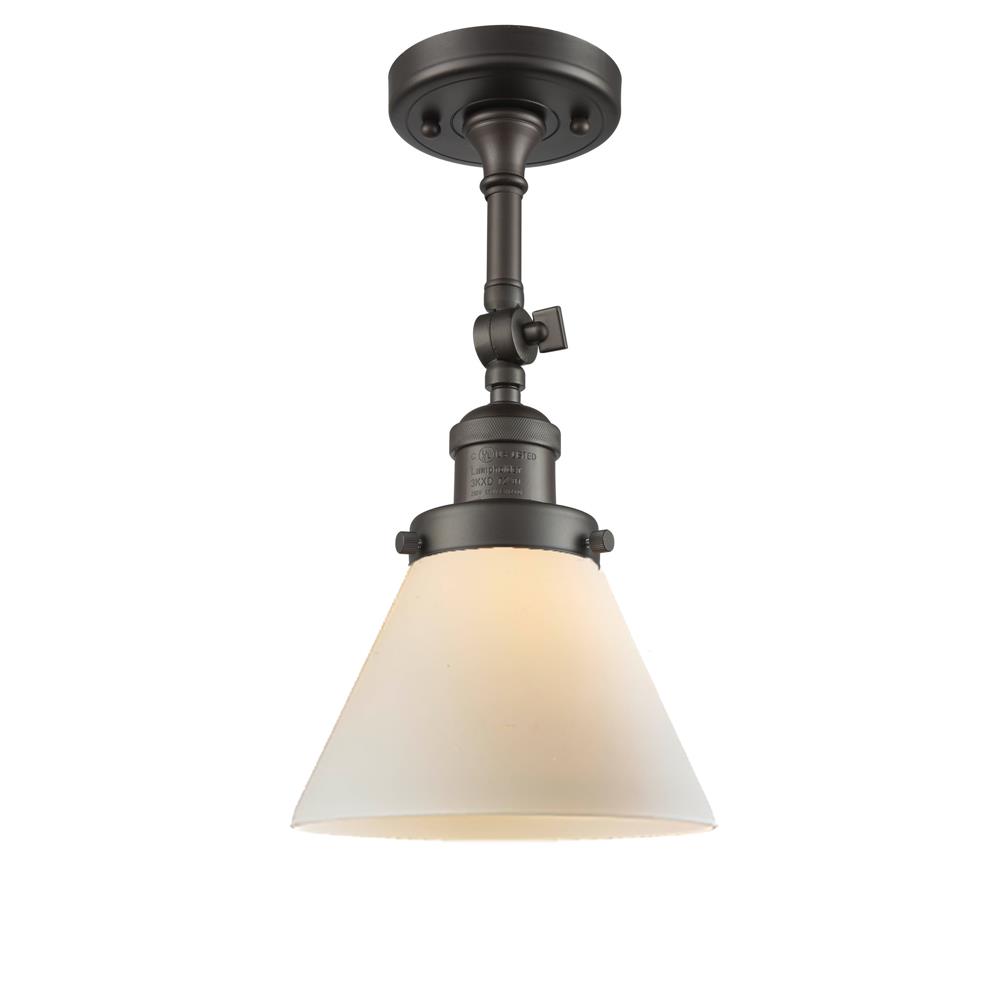 Innovations 201F-OB-G41-LED 1 Light Vintage Dimmable LED Large Cone 8 inch Semi-Flush Mount in Oil Rubbed Bronze