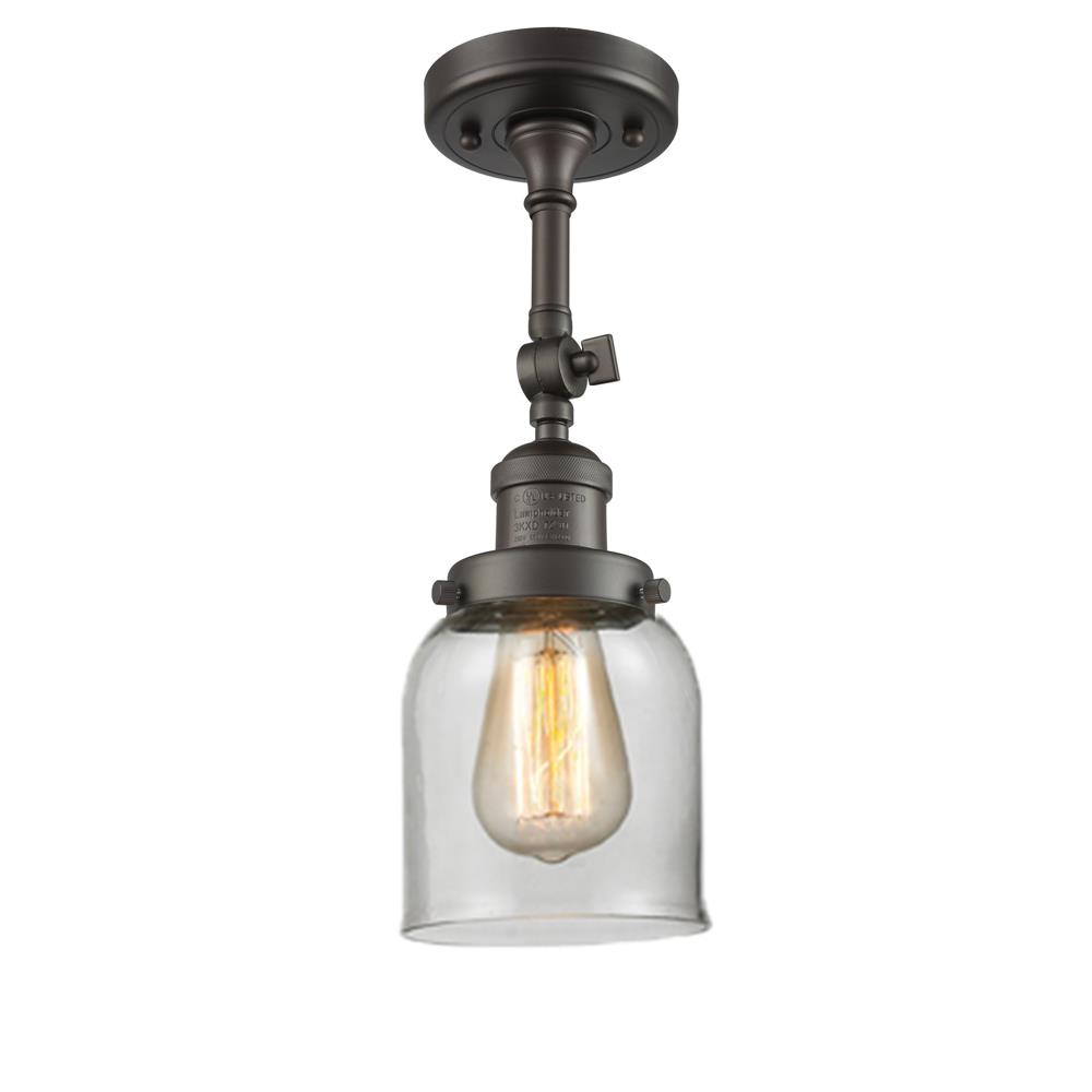 Innovations 201F-OB-G52-LED 1 Light Vintage Dimmable LED Small Bell 5 inch Semi-Flush Mount in Oil Rubbed Bronze