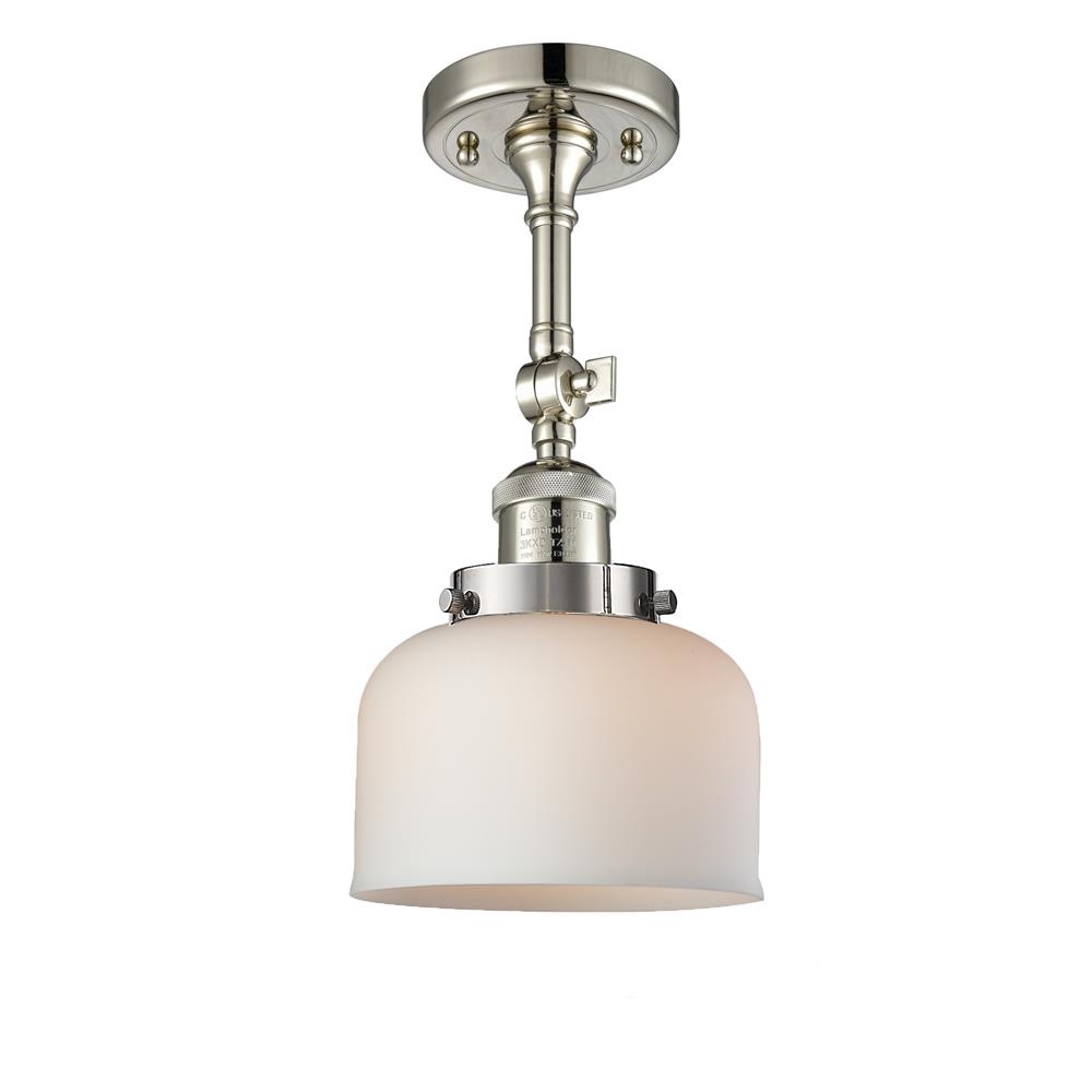 Innovations 201F-PN-G71-LED 1 Light Vintage Dimmable LED Large Bell 8 inch Semi-Flush Mount in Polished Nickel