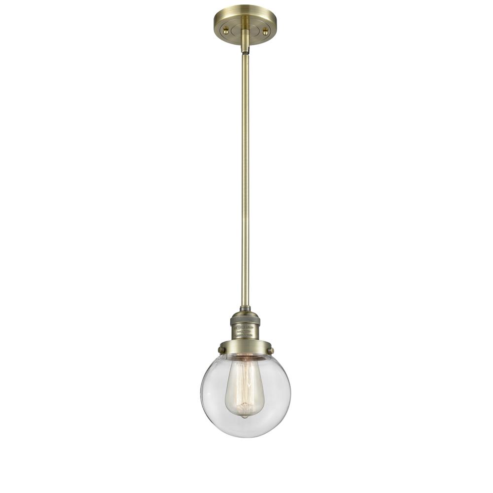 Innovations 201S-AC-G202-6-LED 1 Light Vintage Dimmable LED Beacon 6 inch Mini Pendant in Antique Copper
